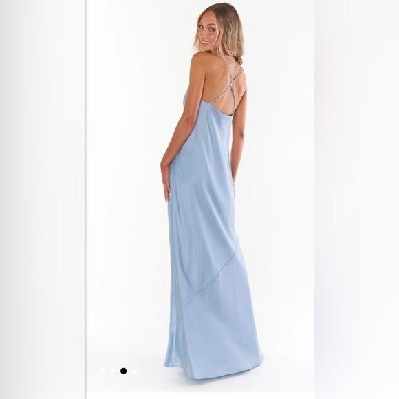 NWOT SHOW ME YOUR MUMU - Tuscany Maxi Slip Dress size S color: steel blue - Picture 3 of 4